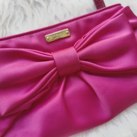 Kate Spade Plaza Bow Pouch Wristlet- Fuchsia - Picture 2 of 5